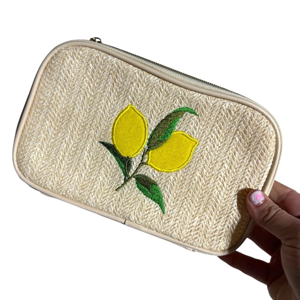 Lemon woven zipper pouch